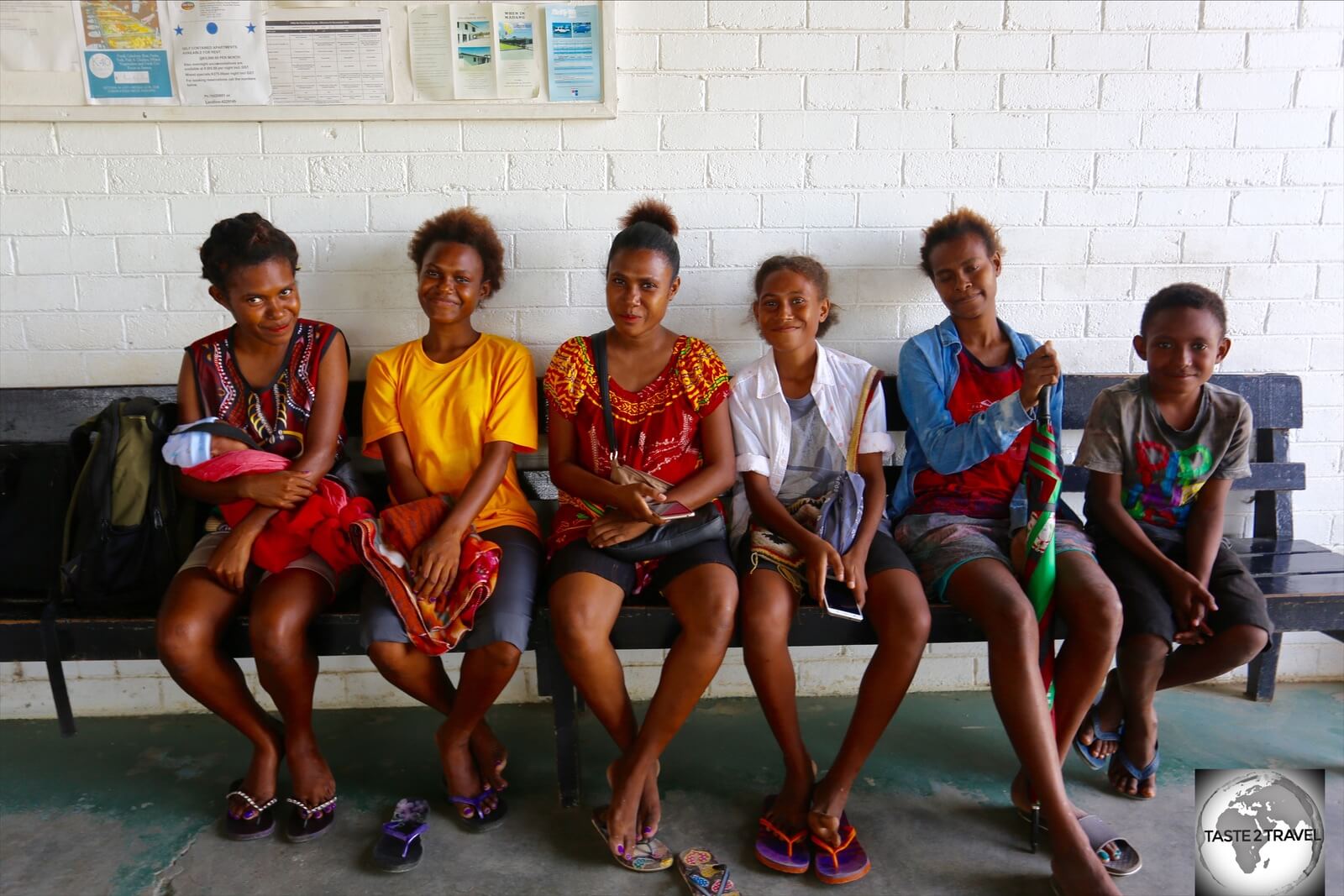 A group of friends at Madang airport.