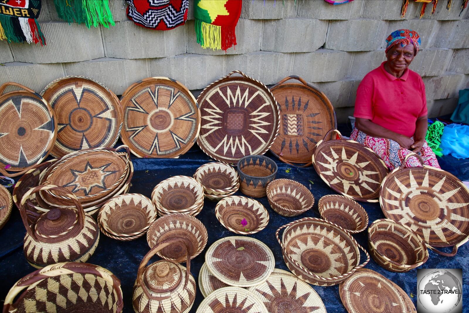 Hand-woven baskets for sale in Port Moresby. Hand-made souvenirs are one of the real bargains in PNG. 