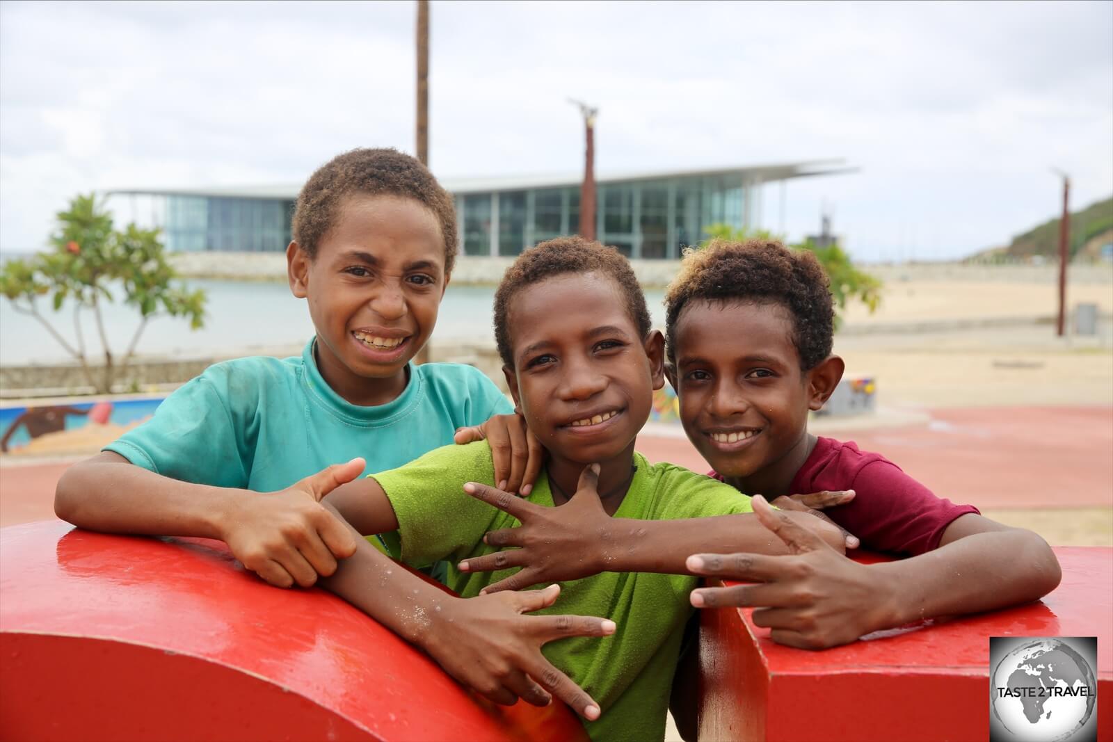 Boys on Ela beach who, like most Papuans, loved posing for the camera.