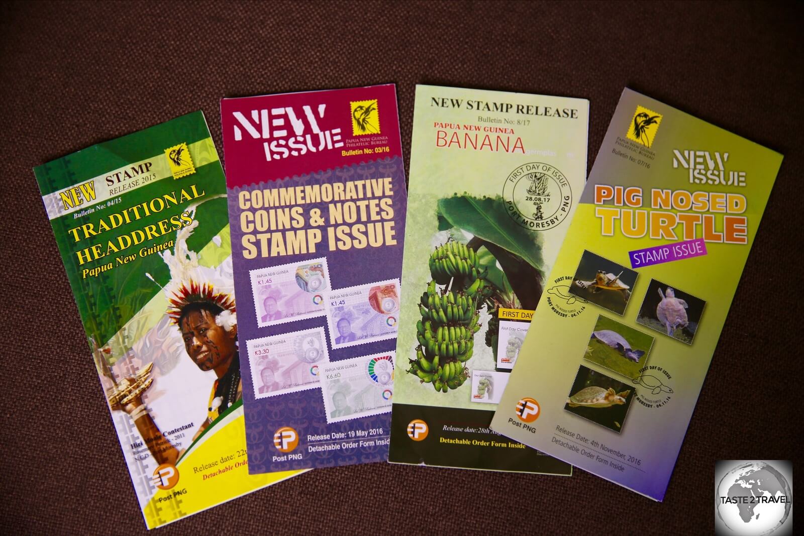 The post office publishes brochures which describe all new issues. 