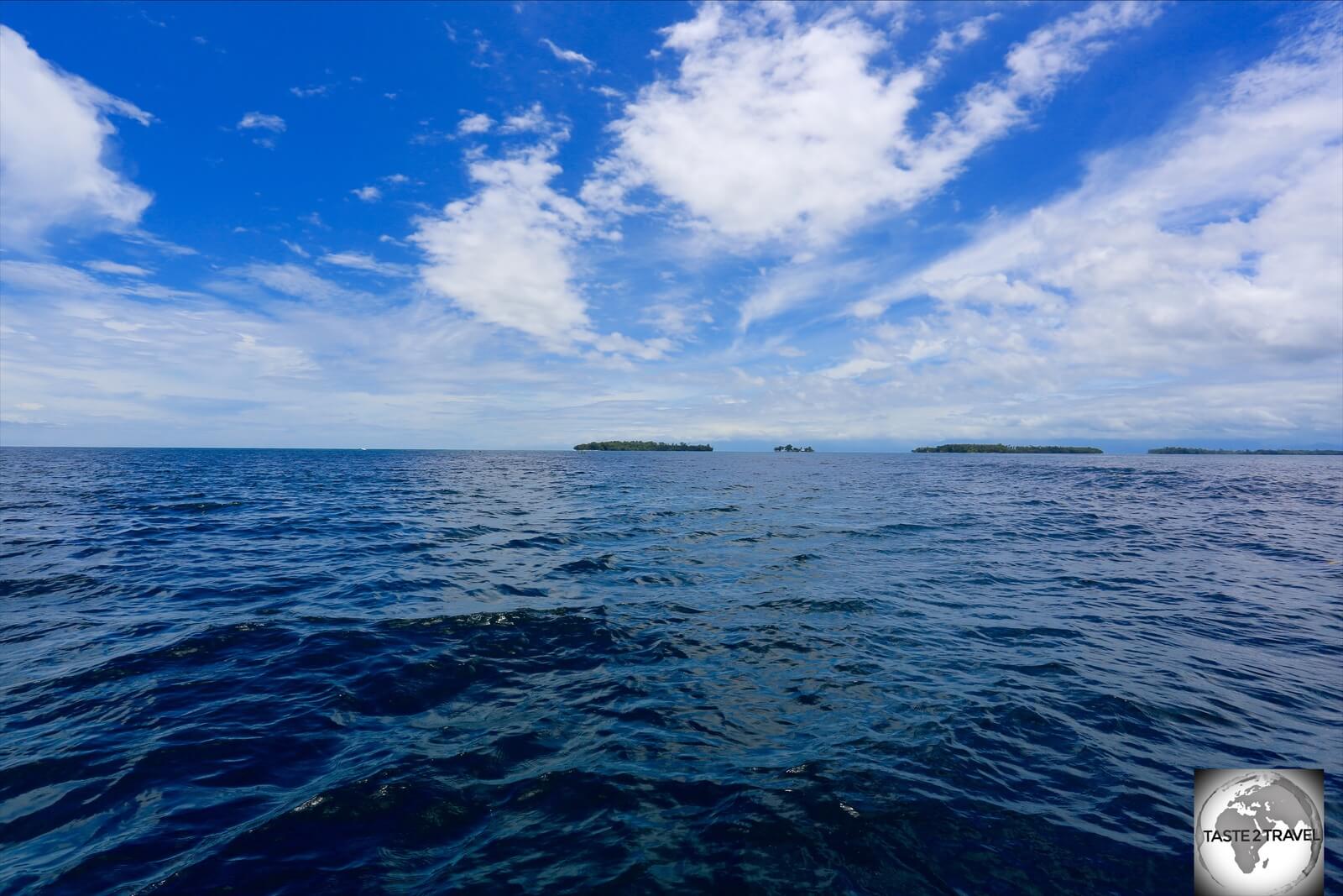 The location of Langsam reef, in the pristine waters of the Pacific Ocean.