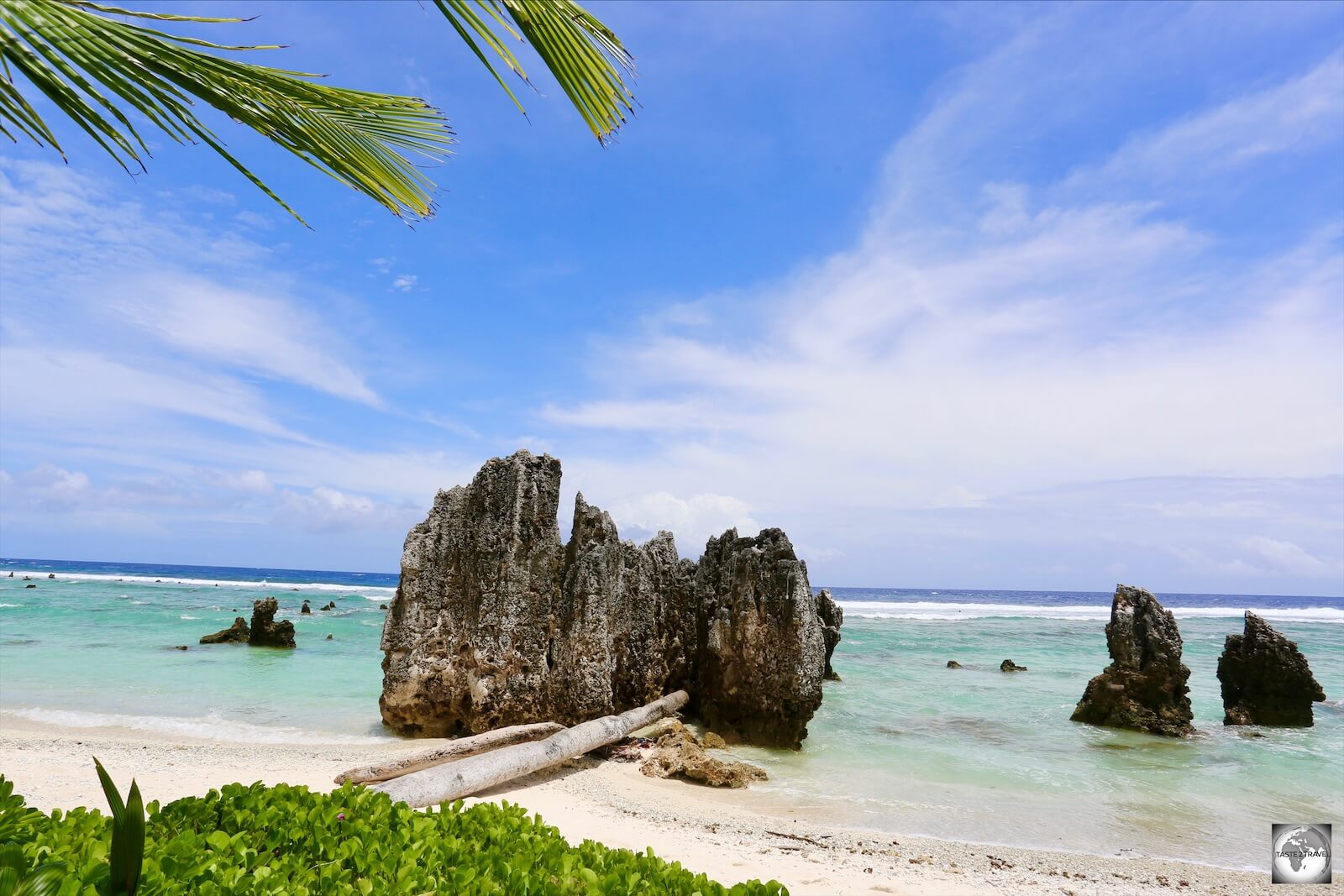 A view of the limestone pinnacles at Anibare Bay. 