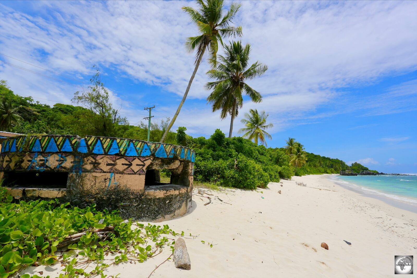 A WWII Japanese "pillbox" overlooks Anibare Bay.