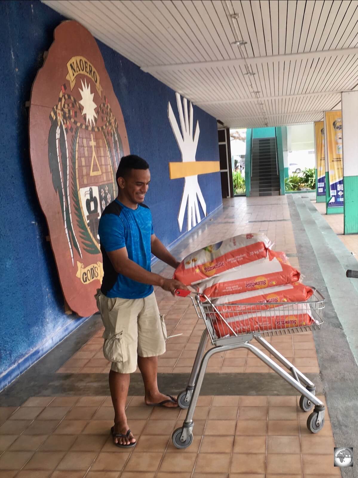 Covid-19 panic shopping even hit remote Nauru with locals buying up supplies of rice at the Civic Centre. 