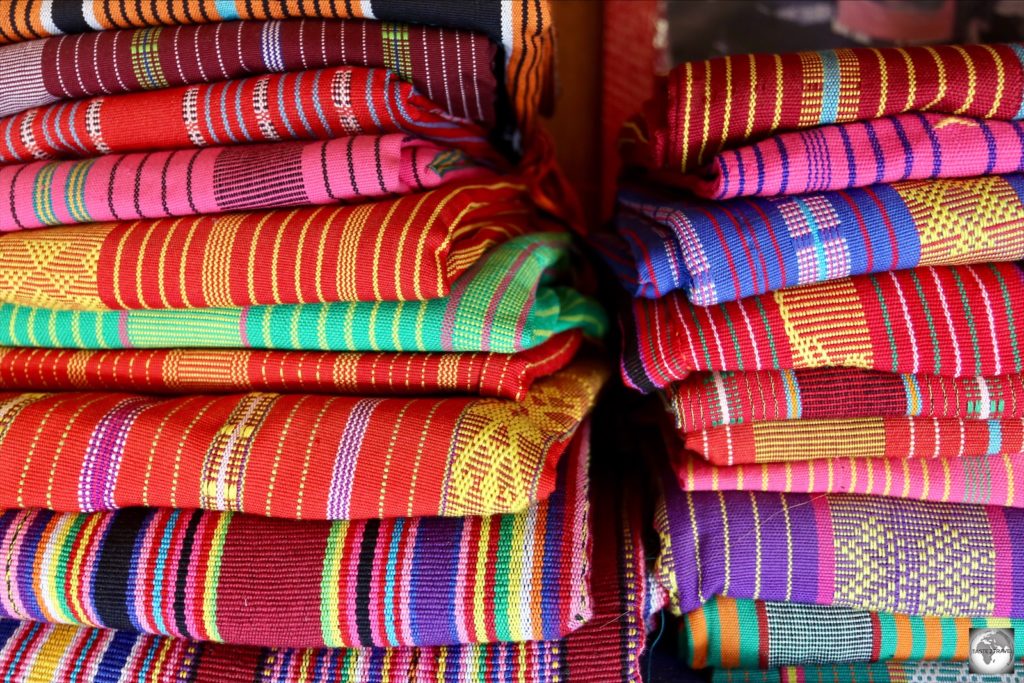 Colourful Tais cloth at the Tais market in Dili.