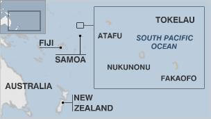 A map showing the remote location of Tokelau. Source: BBC