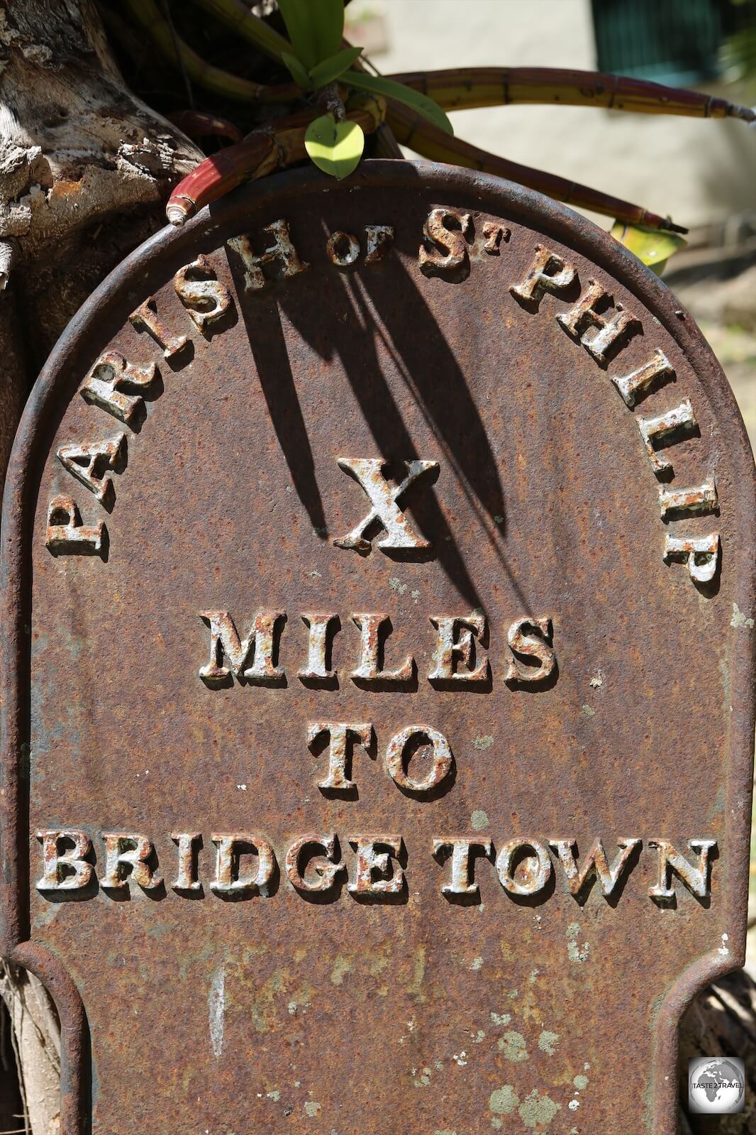 An antique mileage indicator on Barbados.