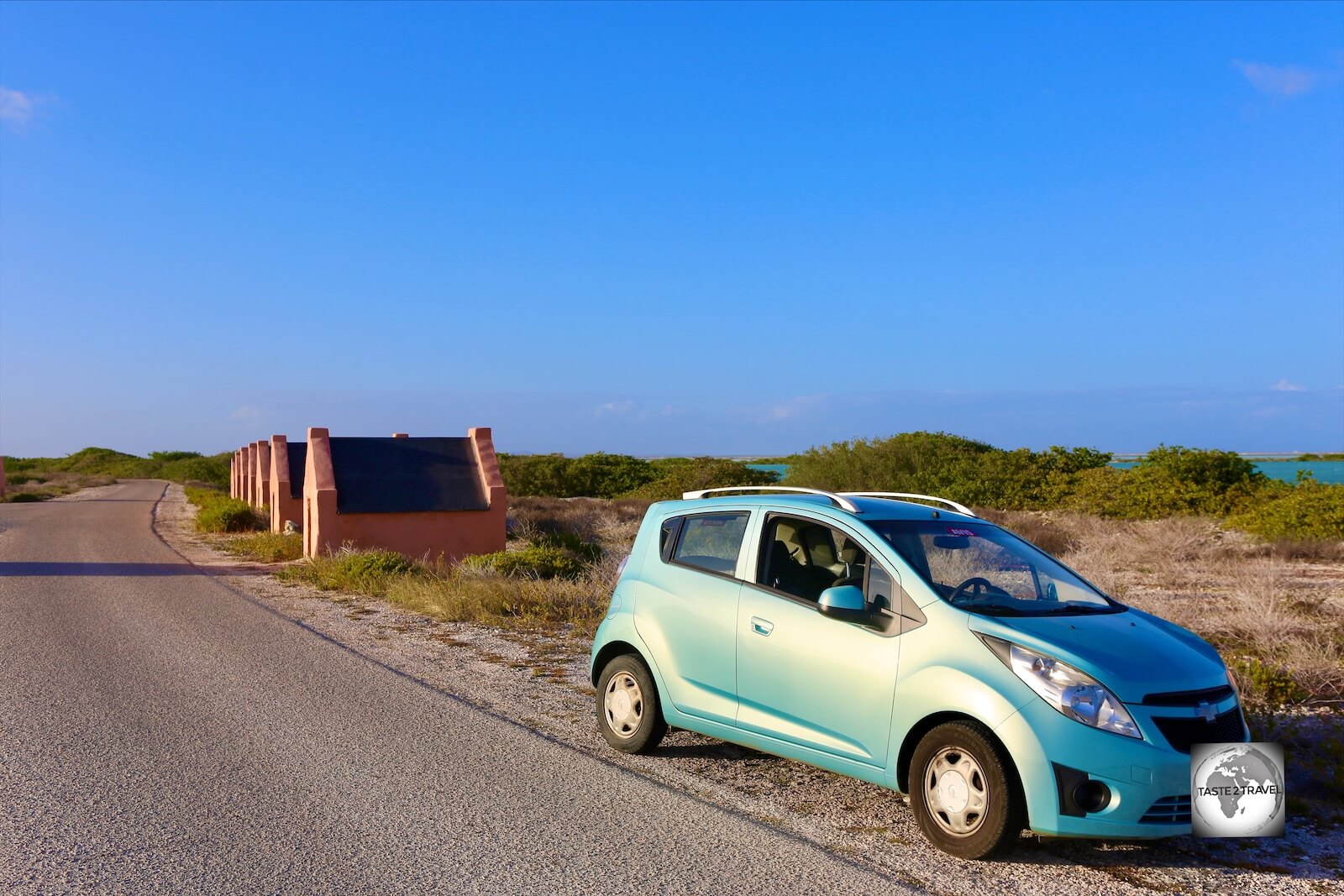 Visiting the Slave Huts in my rental car.