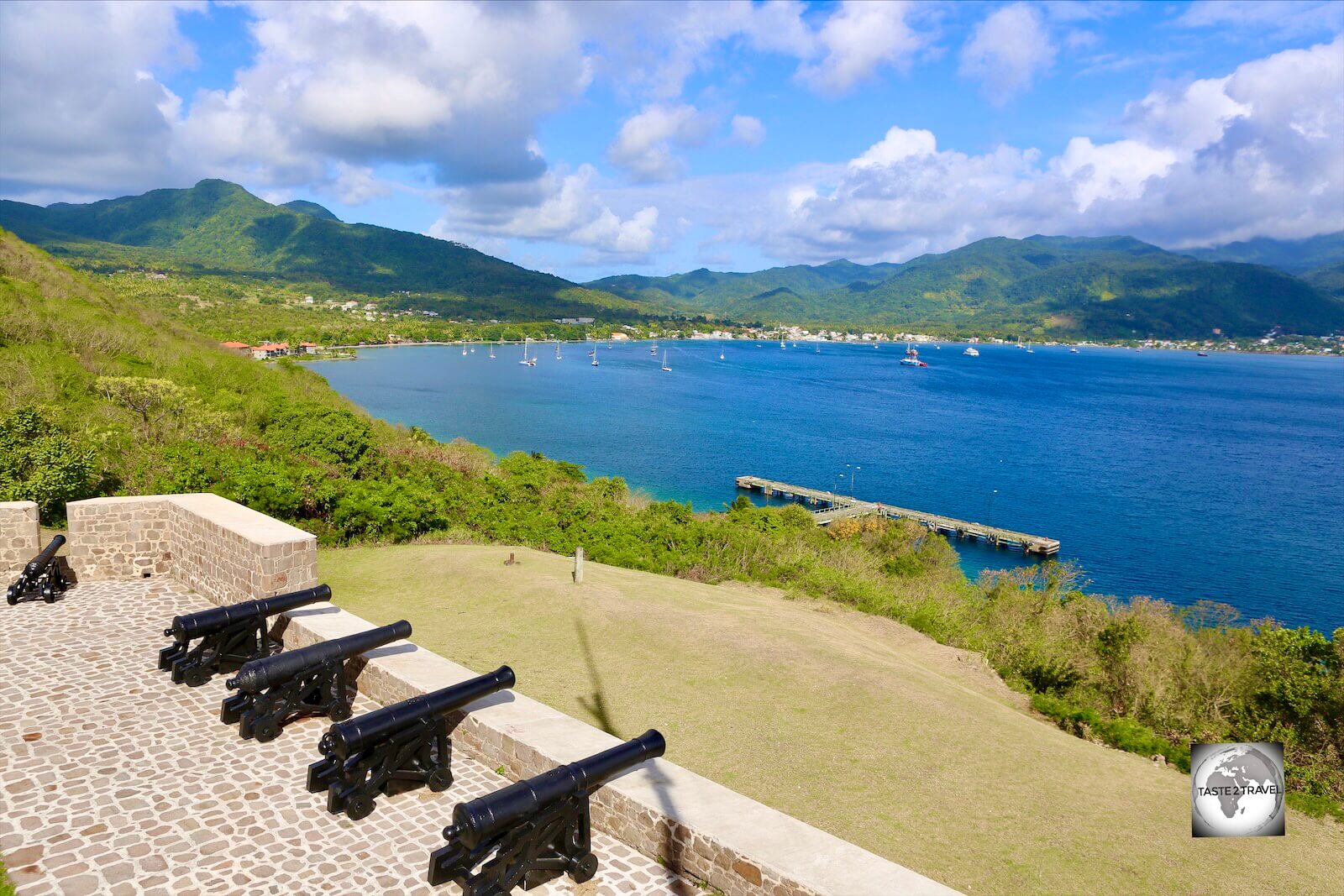 A view across to Portsmouth from Fort Shirley, Dominica.