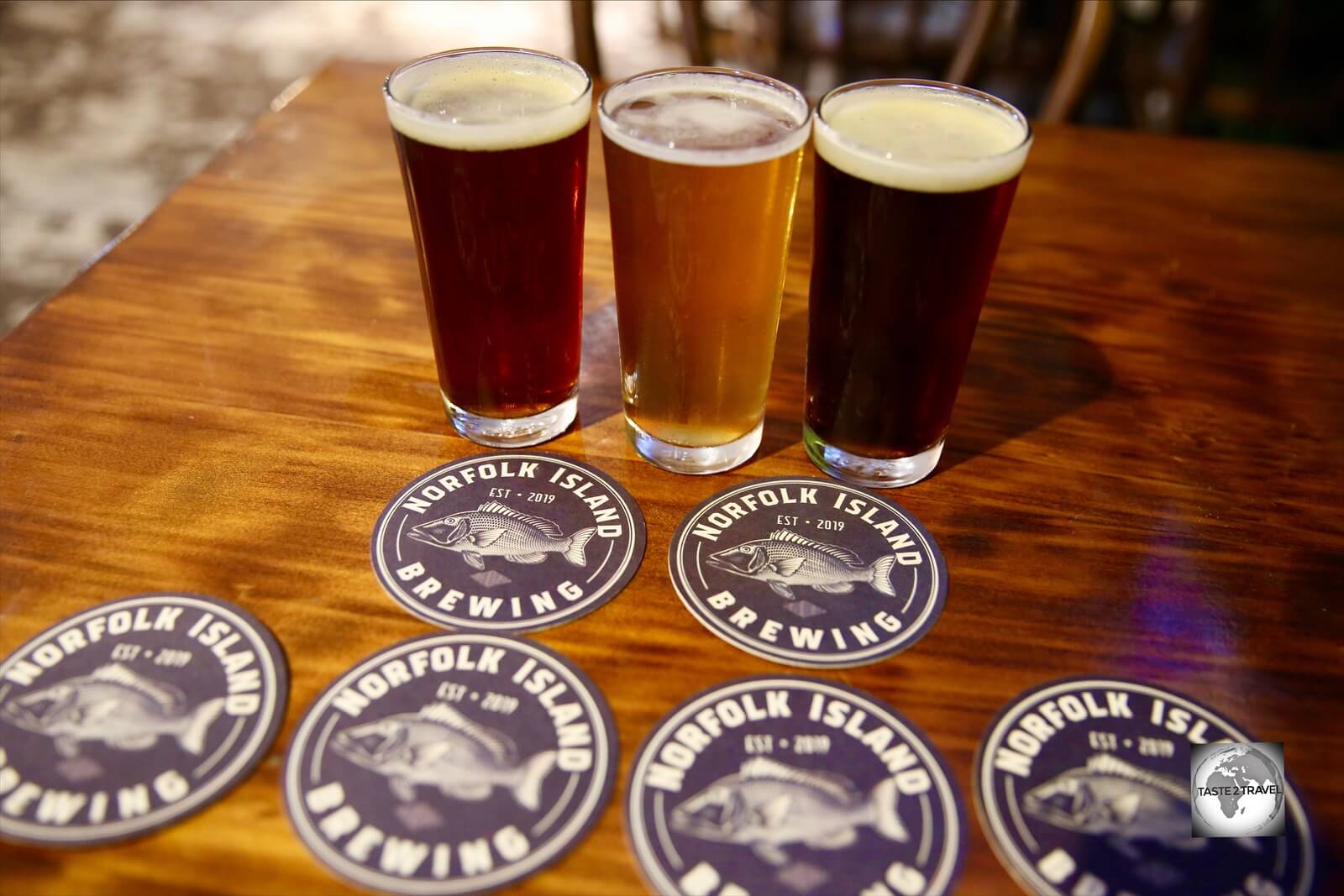 Beer tasting at the Norfolk Island Brewery.