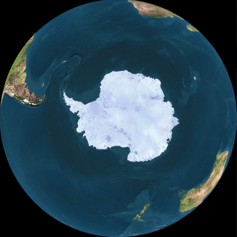 A satellite view of Antarctica.