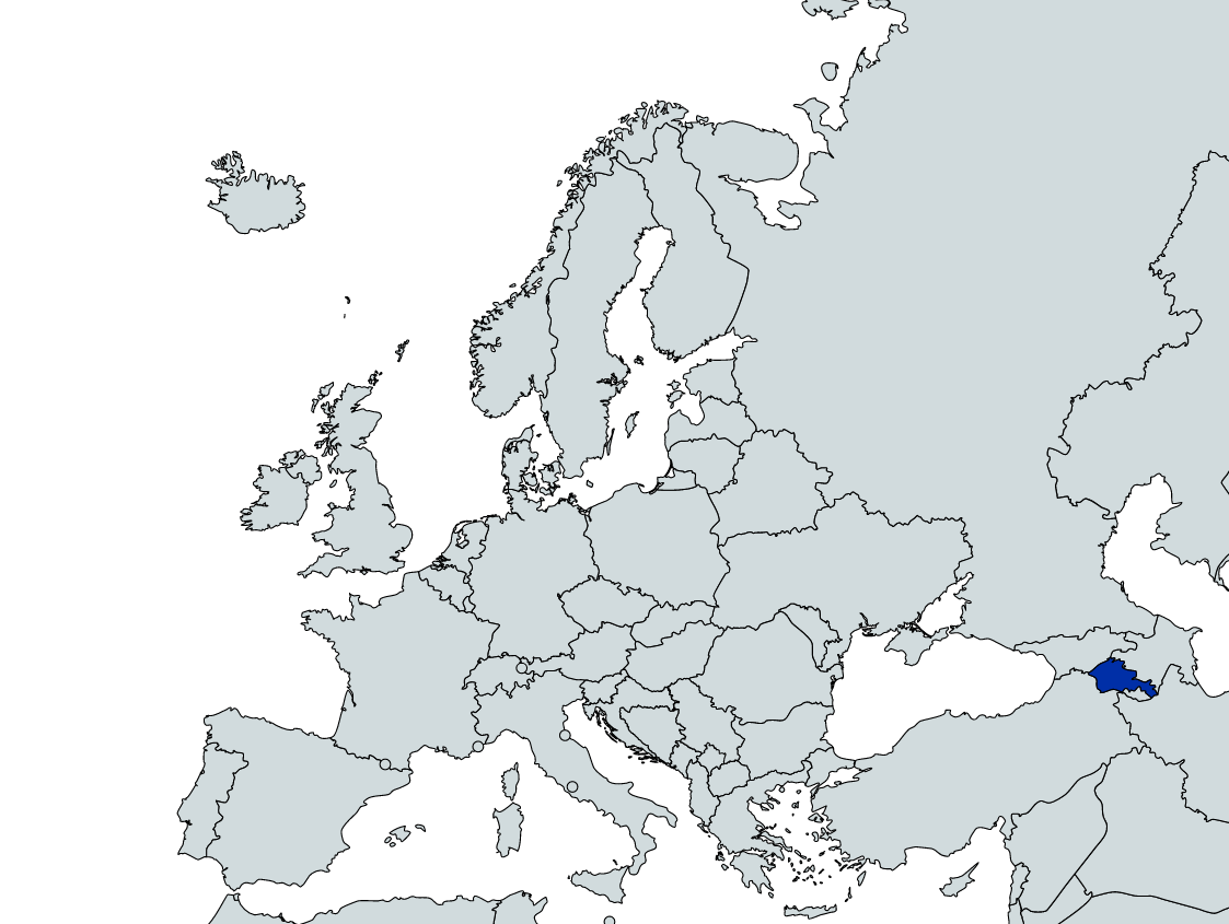 Map Highlighting Armenia