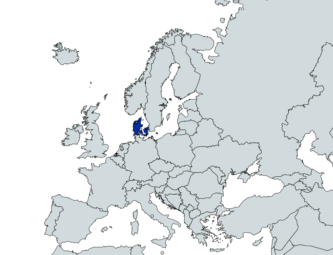 Map Highlighting Denmark