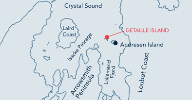 Detaille Island location map.