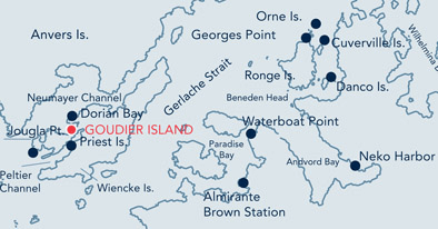 Goudier Island Location Map.