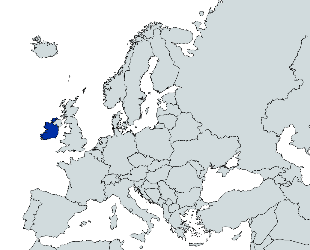 Map Highlighting Ireland