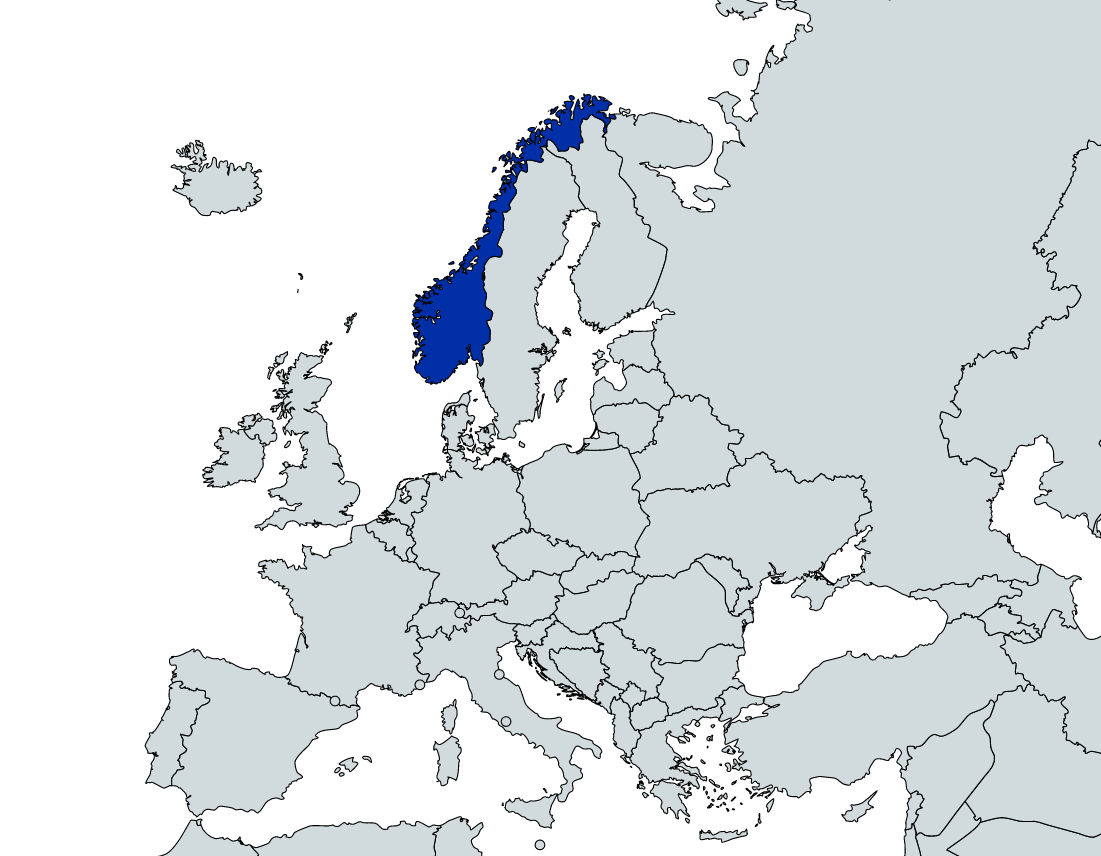 Map highlighting Norway