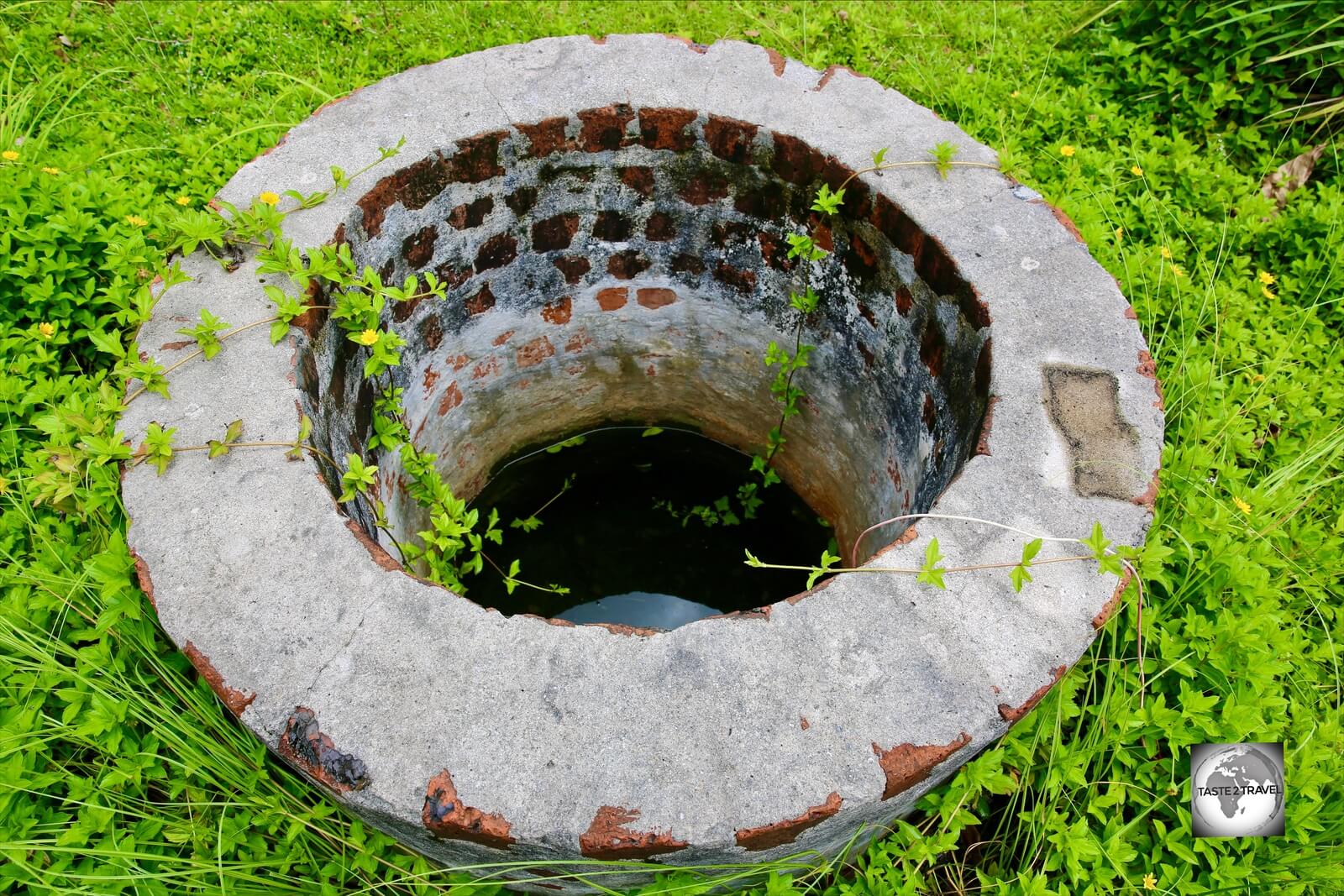 An old well on Home Island shows the shallow depth of the fresh water lens. 