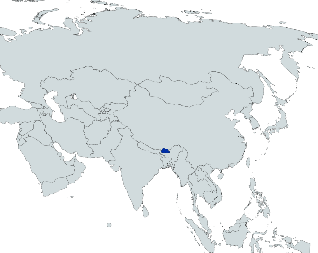 Map Highlighting Bhutan