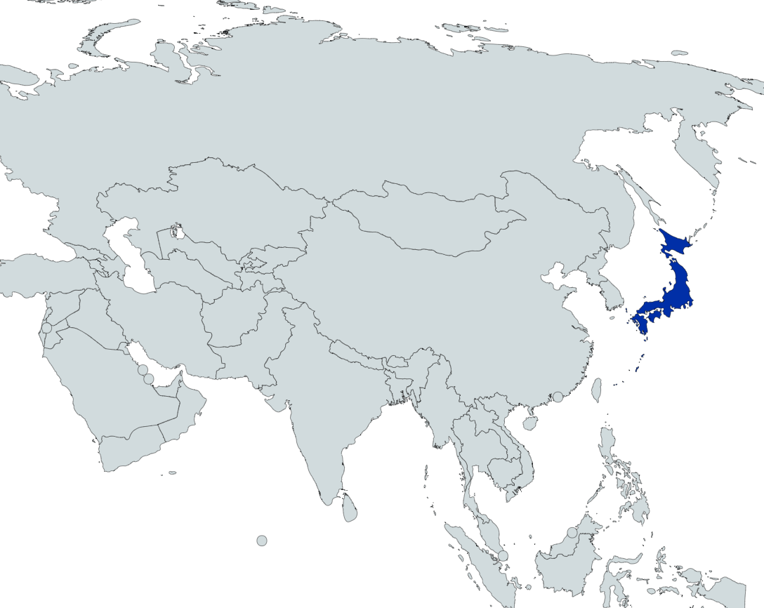 Map Highlighting Japan