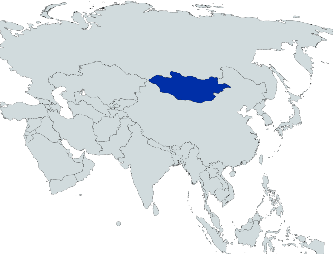 Map highlighting Mongolia