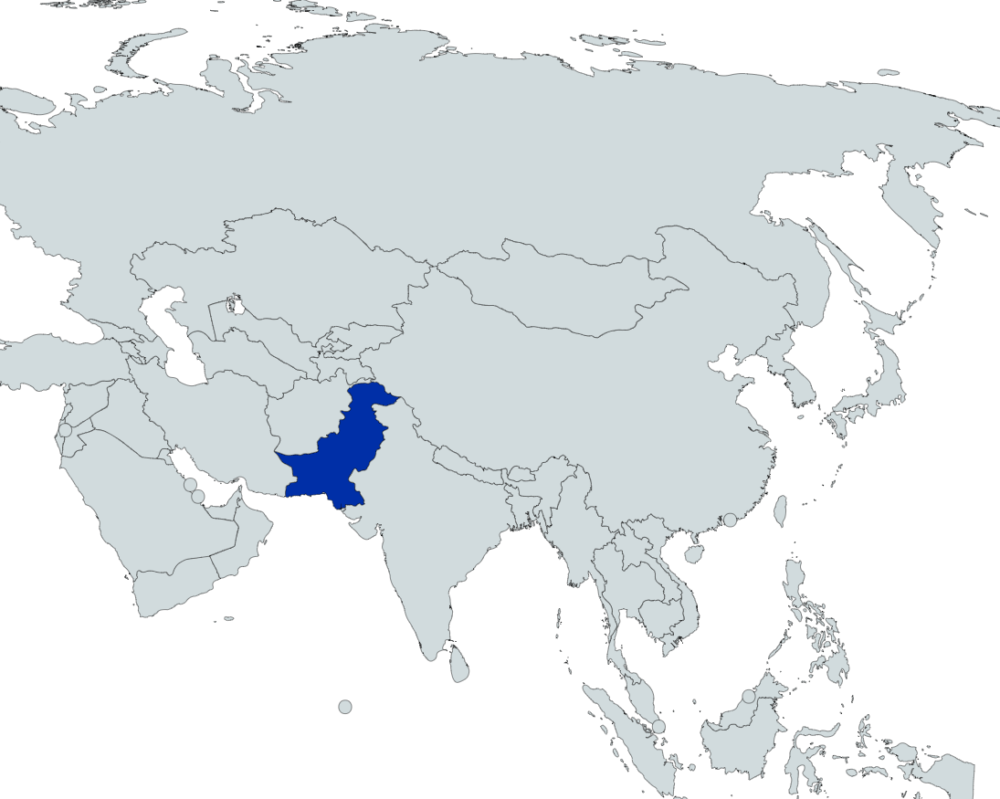 Map highlighting Pakistan