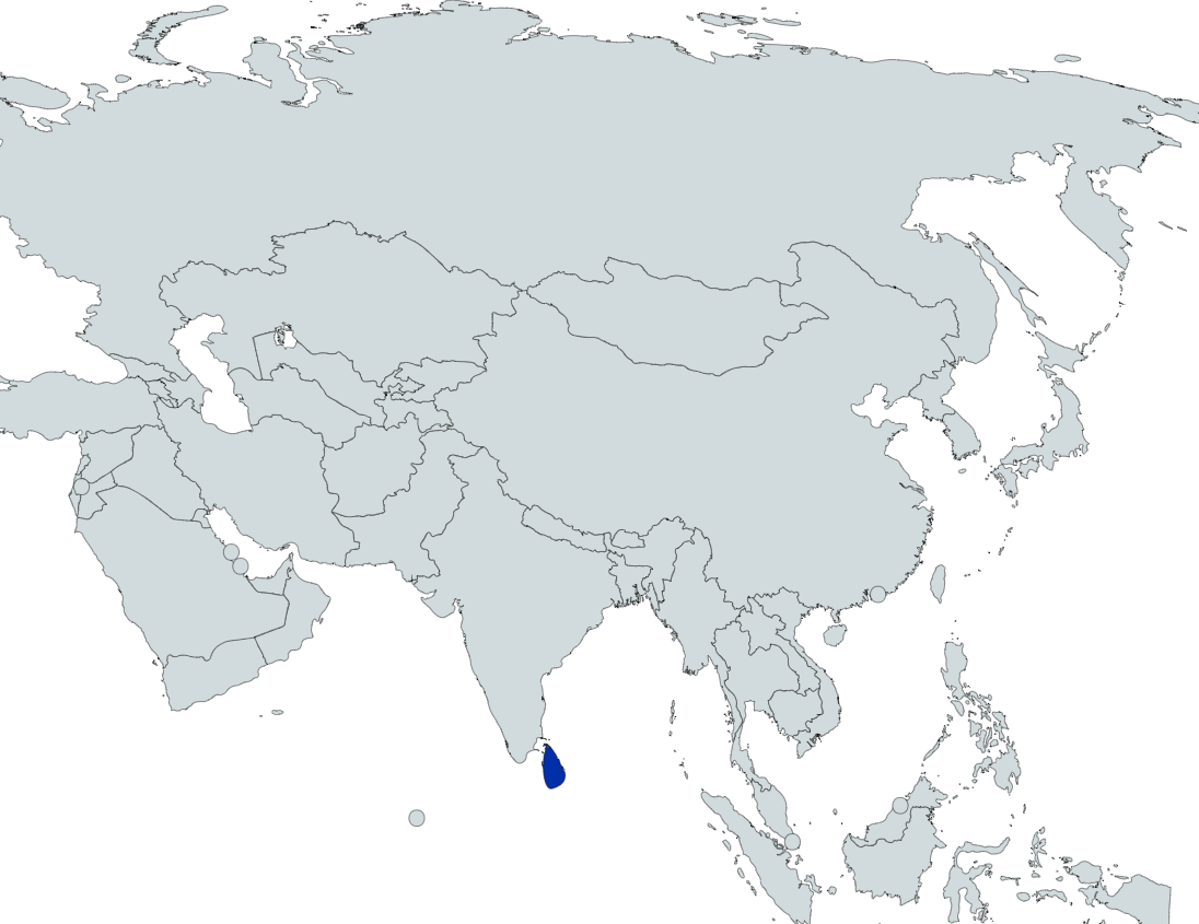 Map highlighting Sri Lanka