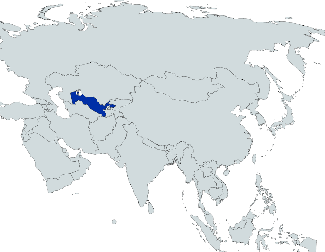 Map highlighting Uzbekistan