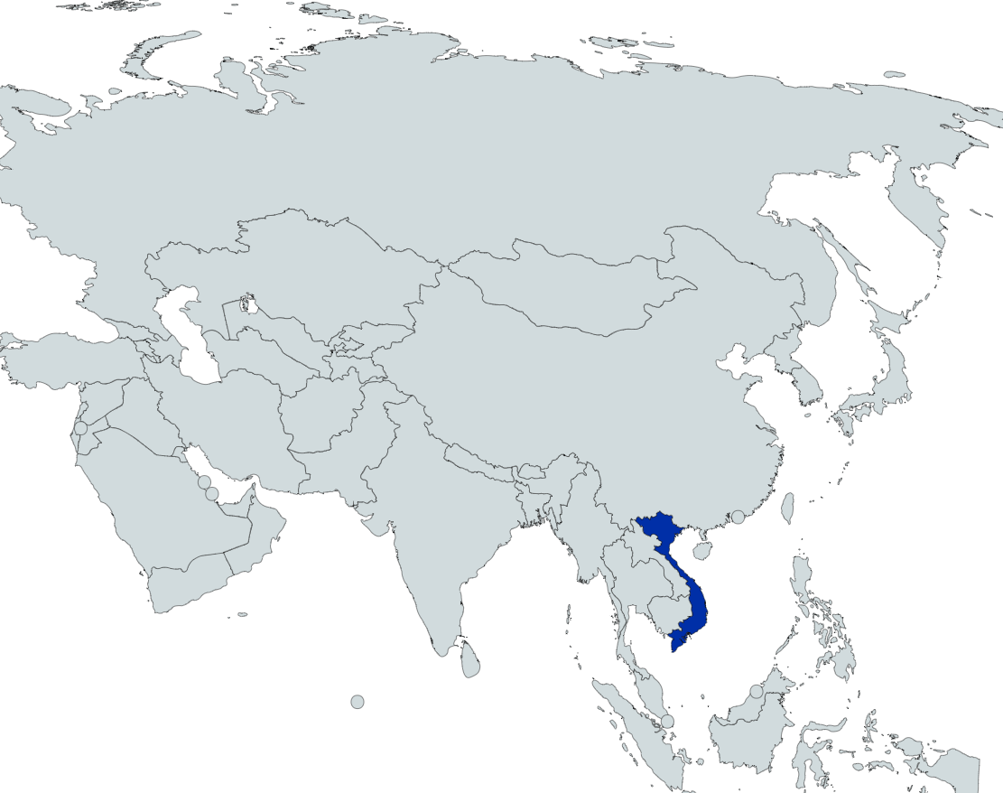 Map highlighting Vietnam