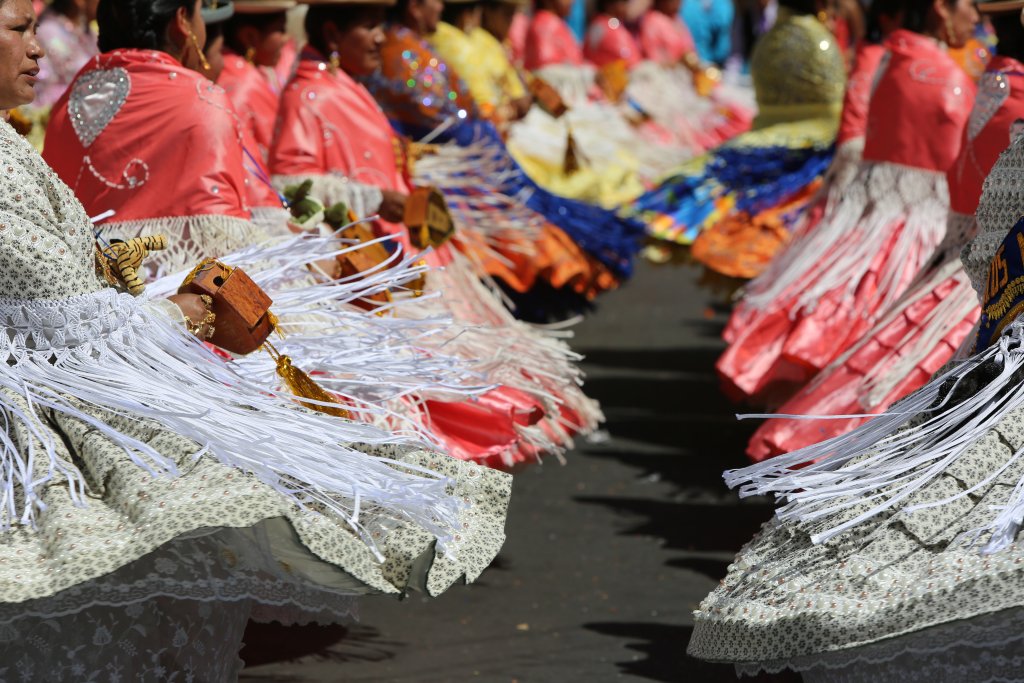 Colourful, flowing, Cholita fashion is on full display at the annual 'Fiesta de la Virgen de Guadalupe' in Sucre, Bolivia.