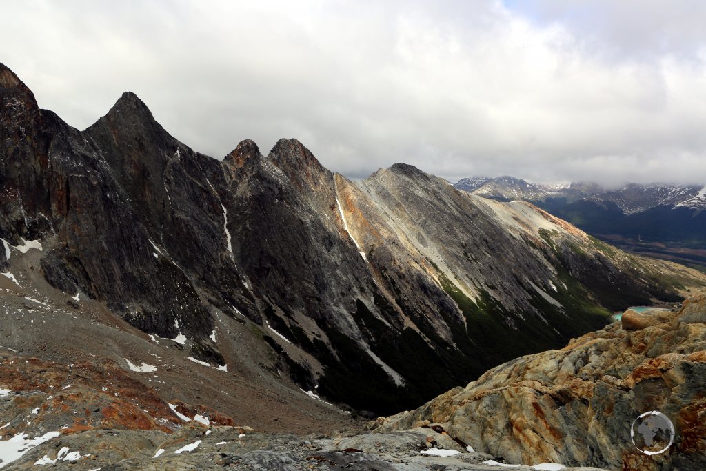 A view of the Sierra Alvear range from the 'Ojo del Albino' Glacier, Tierra del Fuego, Argentina.