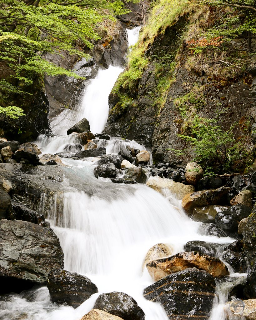 A waterfall in the Lakes district of Chile.