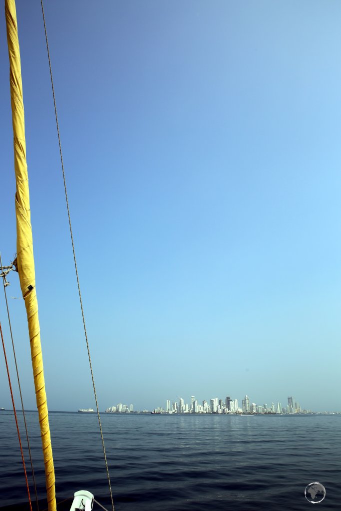 Approaching Cartagena at the end of a 5-day yacht journey from Panama.