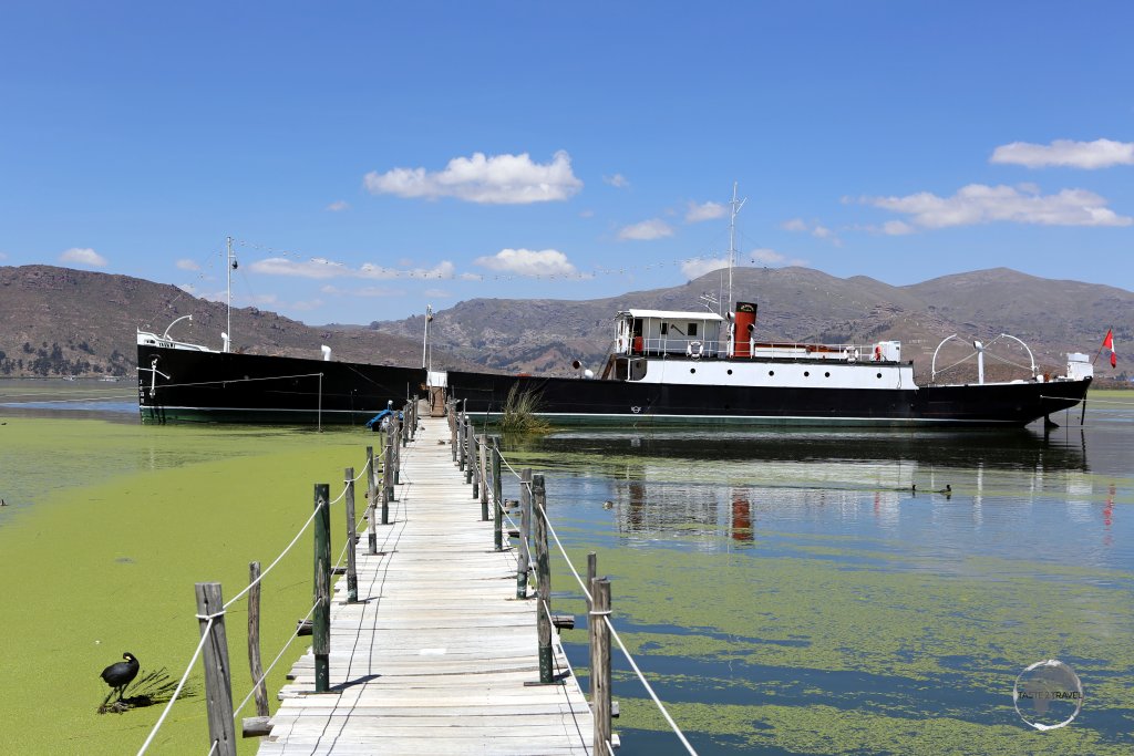 Built in Birmingham in 1861, shipped to Chile in kit form then transported inland to Lake Titicaca by pack mules, then assembled, the "Yavari" now remains docked in Puno.