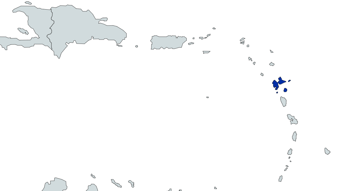 Map highlighting Guadeloupe