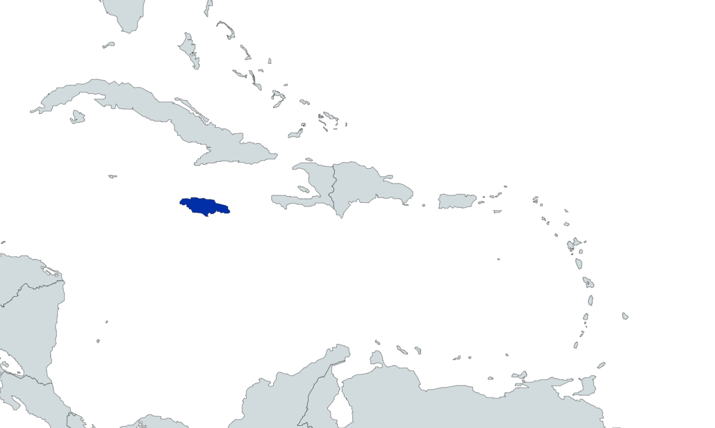 Map highlighting Jamaica