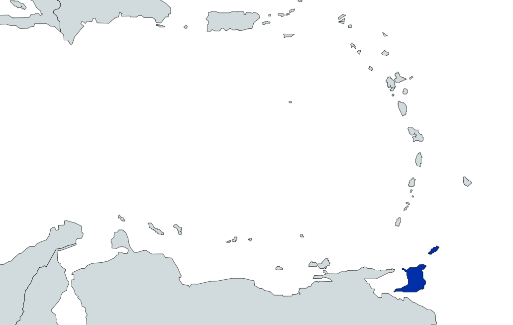 Map highlighting Trinidad and Tobago