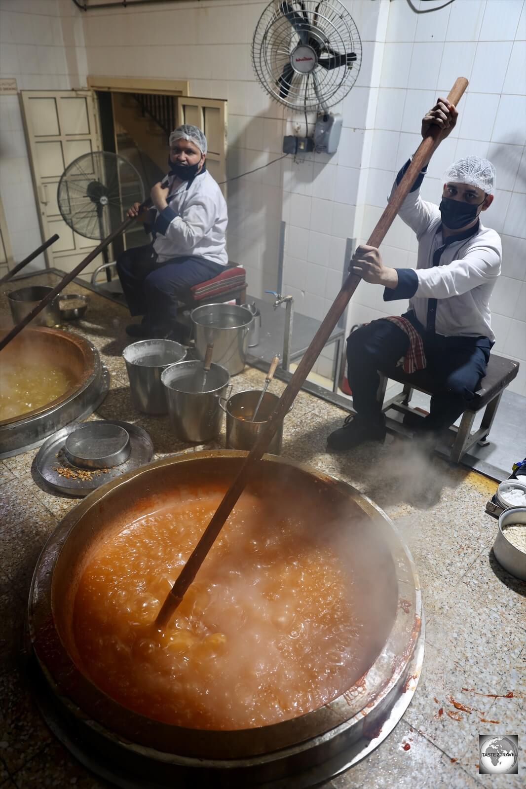 Halwa production at the Jamal Showaiter factory in Muharraq. 