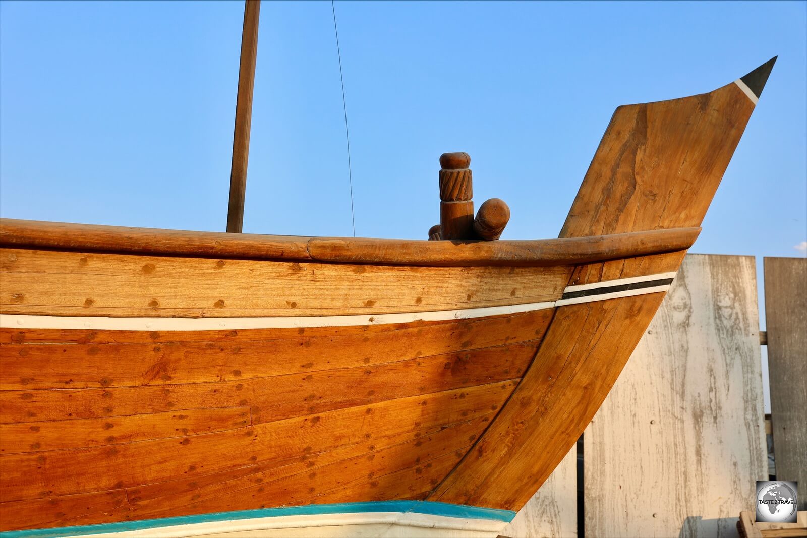 A newly completed boat at the Rahimi Dhow Ship Yard on Muharraq Island.