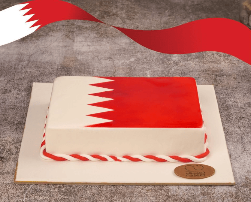 Bahrain Flag cake. <br><i>Source: Naseef Cafe.