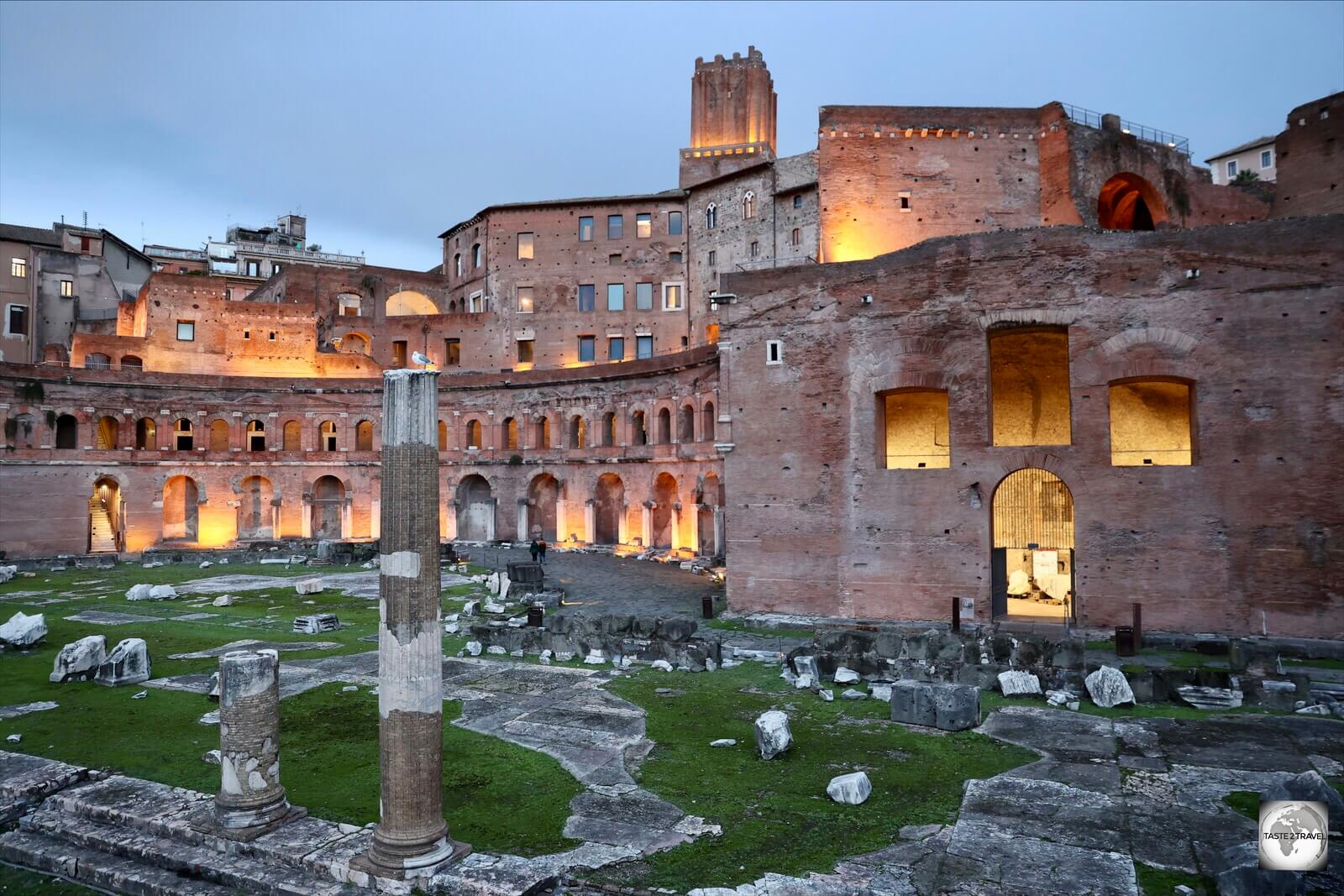 The Forum of Augustus at dusk.