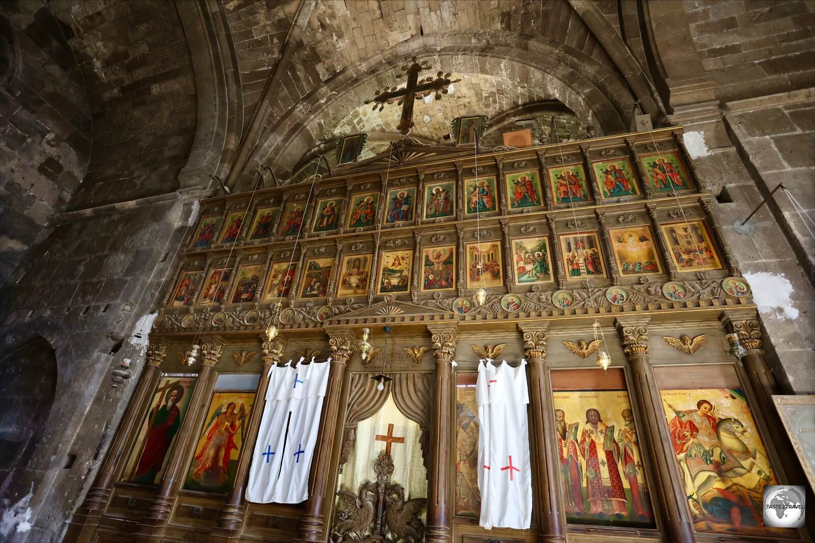 The altar of Ayia Asprophorusa church, the only functioning church in Northern Cyprus, where 99% of the population are Muslim. 