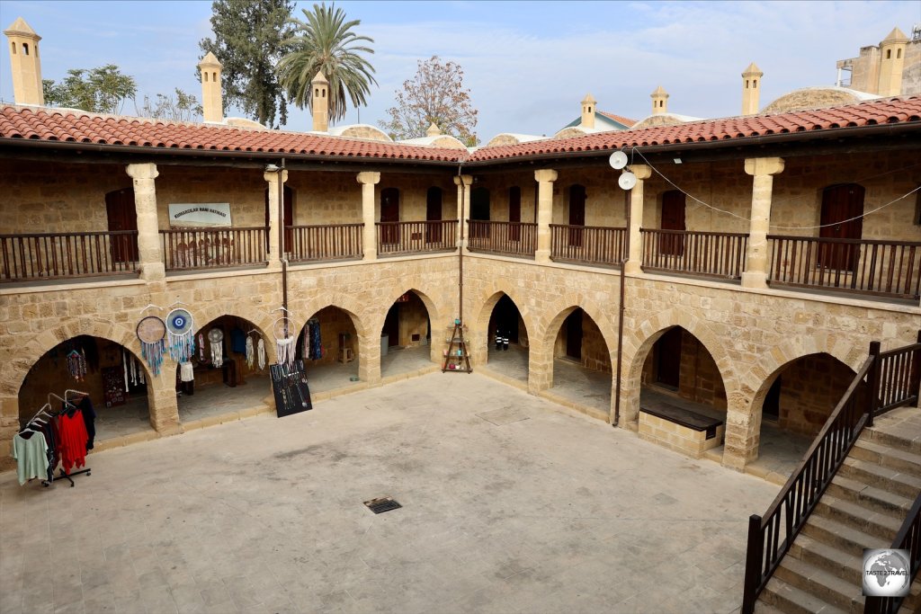 A view of the interior of Kumarcilar Han, an Ottoman-era caravanserai (inn) located in North Nicosia old town.