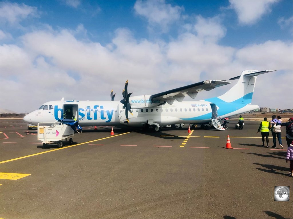 A TICV ATR-72 at Boa Vista International Airport (BVC).