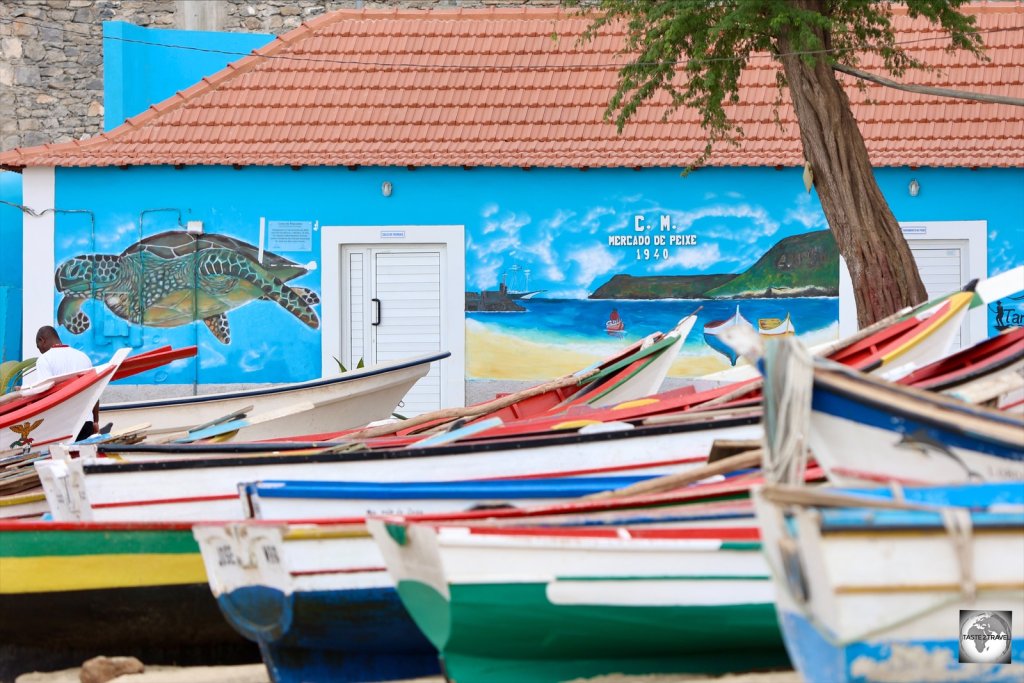 Fishing boats on the beach at Tarrafal.