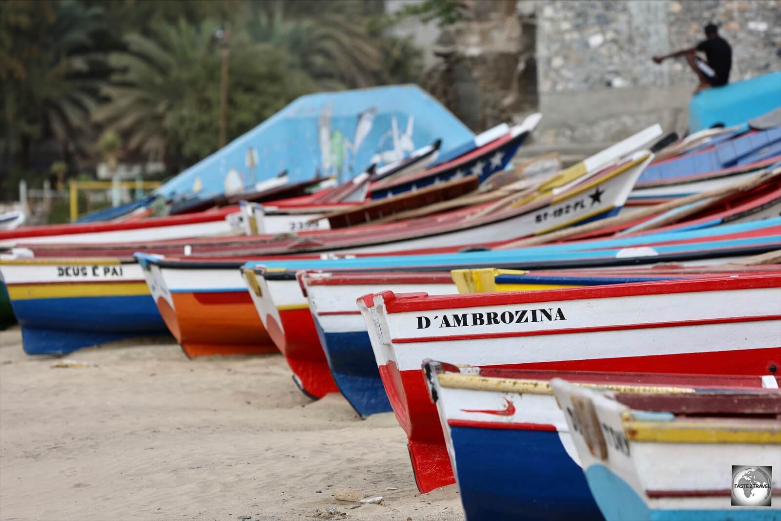 Fishing boats on the beach at Tarrafal. 