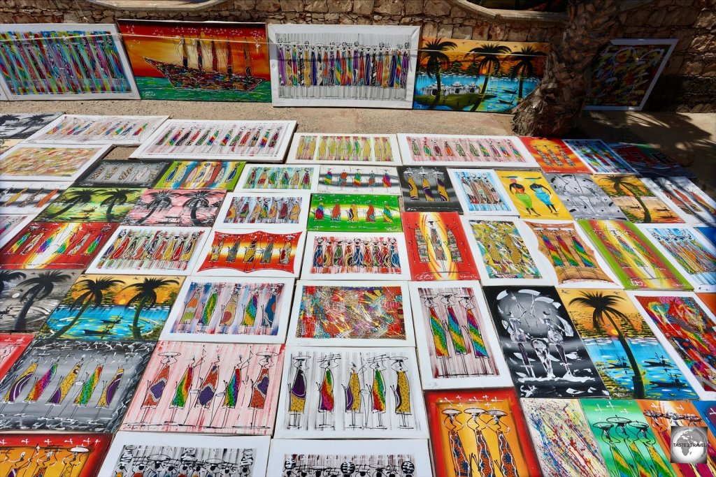 Outdoor art market in Santa Maria, Sal Island.