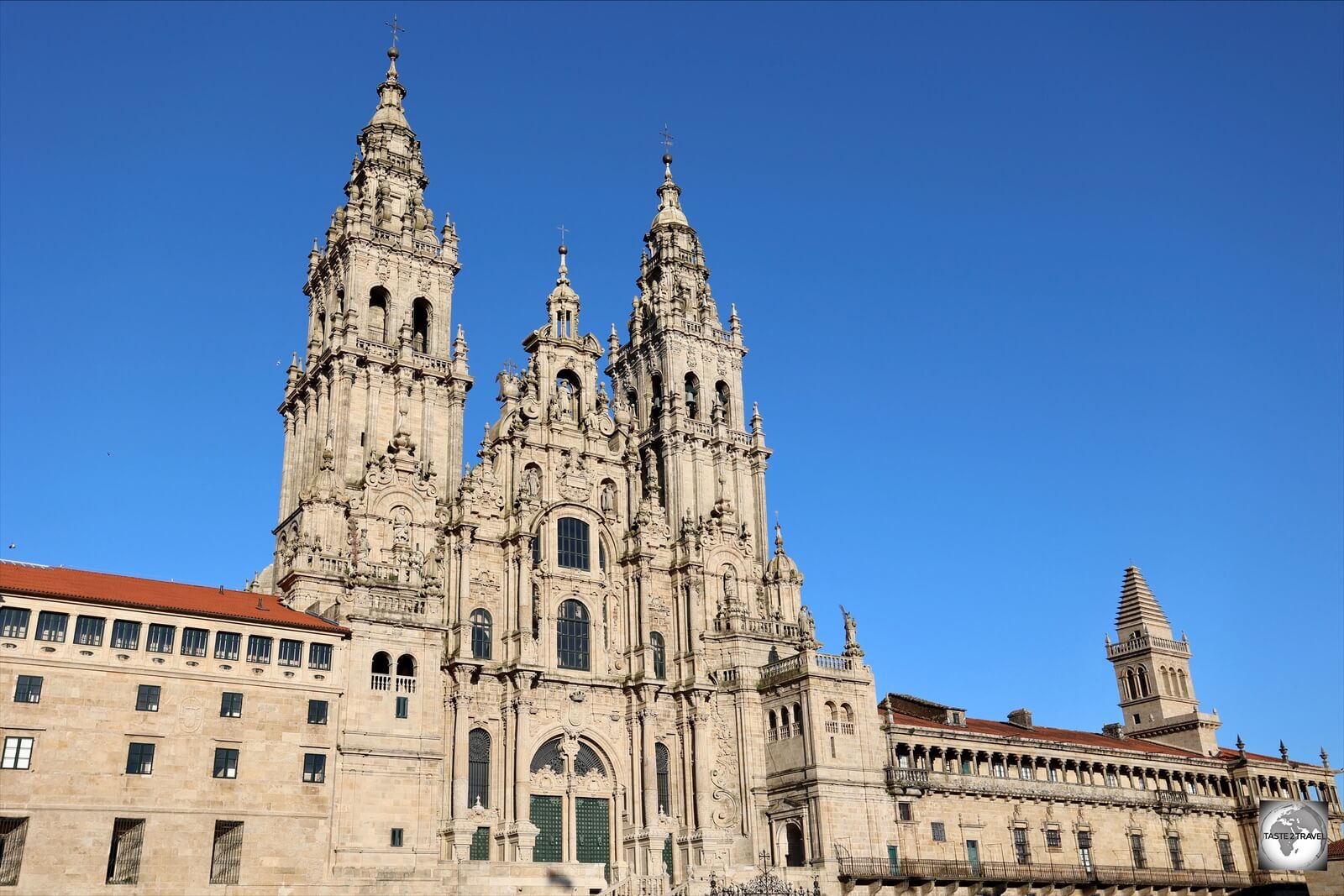 The Cathedral of Santiago de Compostela in Spain is part of a larger UNESCO World Heritage Serial Site.
