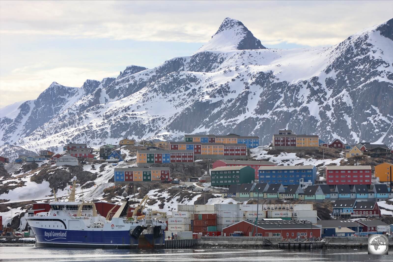 A view of Sisimiut, the 2nd largest town in Greenland. 