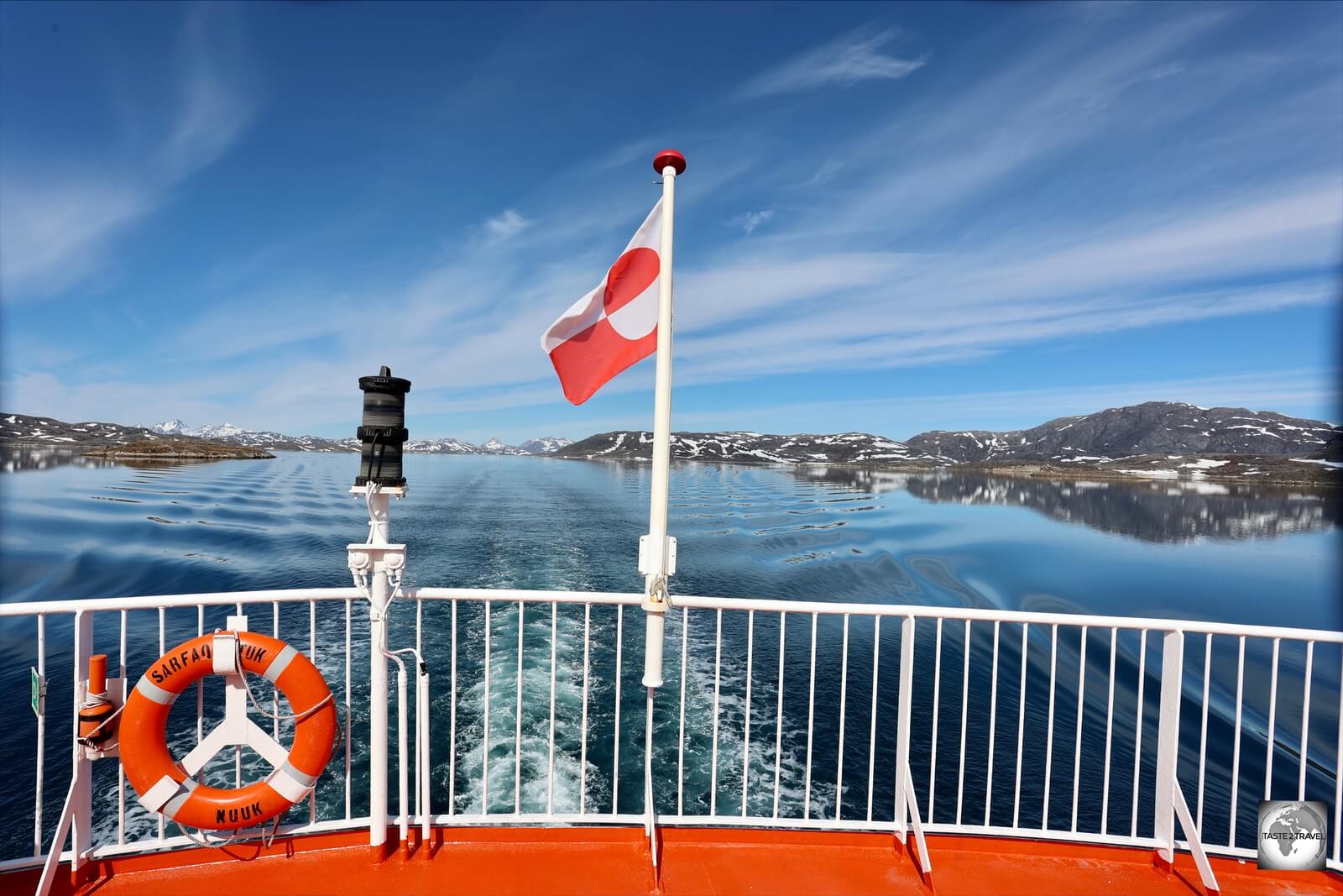 The view from the deck of the Sarfaq Ittuk passenger ship. 